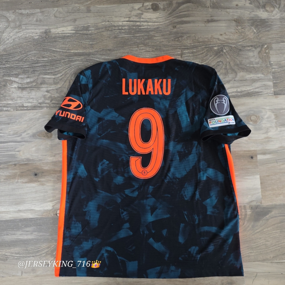 Nike Chelsea FC Romelu Lukaku #9 2021/2022 Authentic Third 3rd Soccer Jersey UCL - Picture 11 of 12